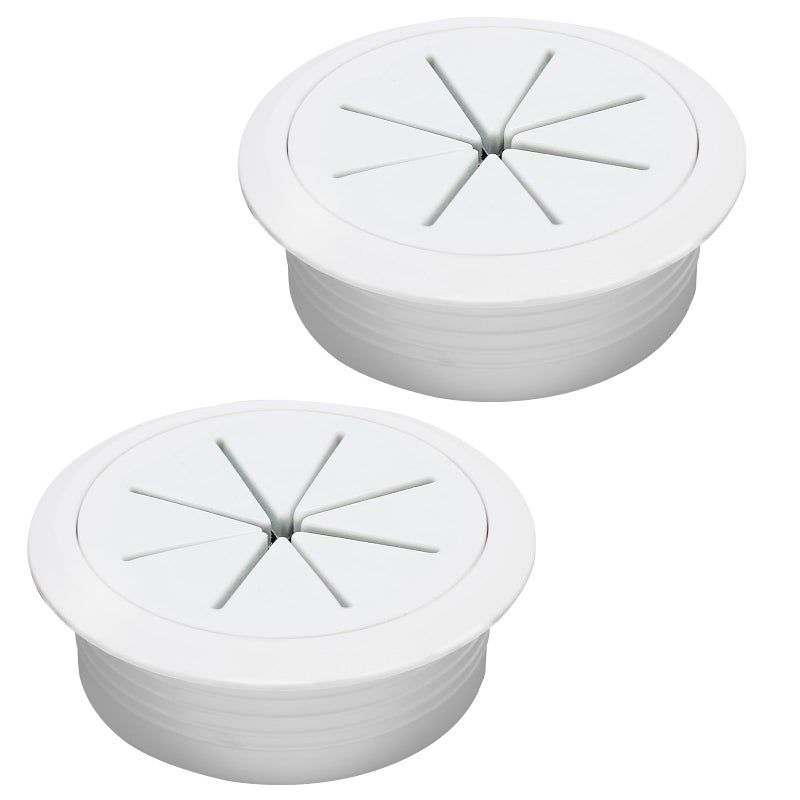 BOPOREAE Desk Grommet 2-1/16"" (53 mm), Desk Hole Cover for Cables White, Cable Grommet ABS Plastic, Desk Hole Grommet for Office and Home Table Cable, Detachable & Flexible Cable Cord Organizer-2 Pcs - Image 1